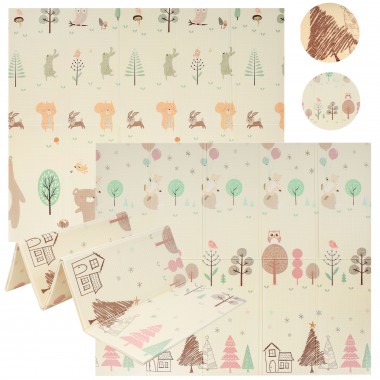 COIL Mata edukacyjna  piankowa duża dwustronna składana dla dzieci 150x200 las miś