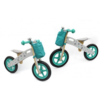 COIL Rowerek biegowy drewniany ze schowkiem zielony