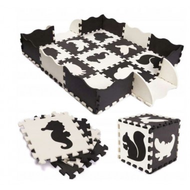 COIL Mata edukacyjna piankowa duża puzzle składana dla dzieci i niemowląt czarno-biała