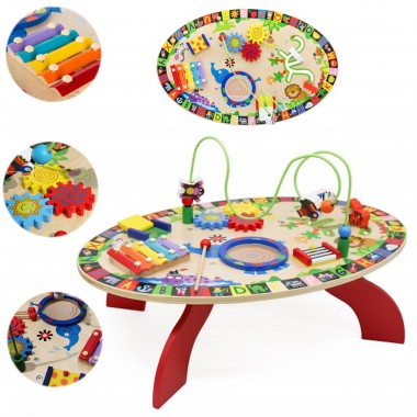 COIL Duży drewniany stolik edukacyjny sensoryczny zabawka dla dzieci 7w1