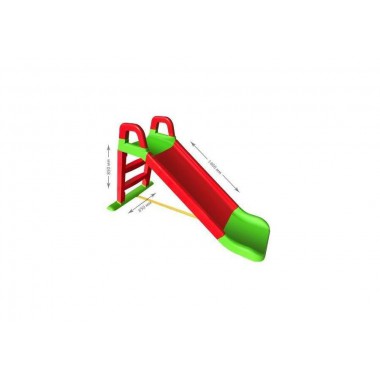 COIL Zjeżdżalnia ślizg duża dla dzieci 140 cm ogrodowa ślizgawka solidna z drabinką czerwono-zielona