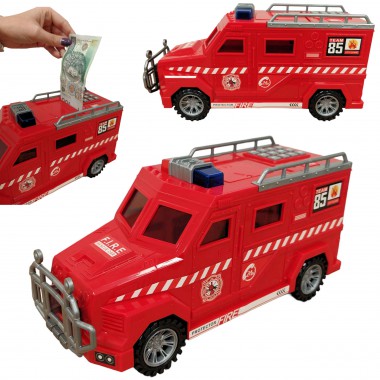 COIL Skarbonka na monety banknoty świnka prezent na pieniądze otwierana interaktywna auto straż pożarna