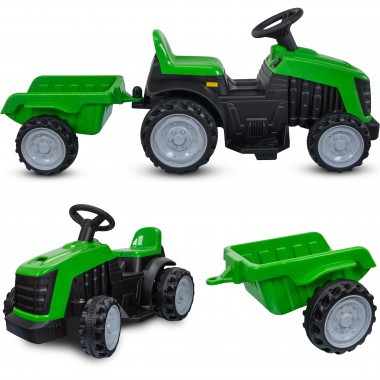 COIL Traktor na akumulator z przyczepką dla dzieci traktorek pojazd przyczepka zielony