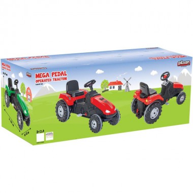 COIL Traktor na pedały z przyczepą ogromny traktorek duży dla dzieci jeździk 115cm czerwony