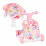 COIL Chodzik pchacz interaktywny dla dzieci 3 kolory jeździk edukacyjny stolik 3w1 różowy