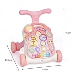 COIL Chodzik pchacz interaktywny dla dzieci 3 kolory jeździk edukacyjny stolik 3w1 różowy