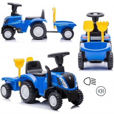 COIL Jeździk pchacz chodzik traktor New Holland z przyczepką dla dzieci niebieski