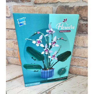 COIL Klocki konstrukcyjne zestaw kwiaty kwiat orchidea w doniczce 728 el.