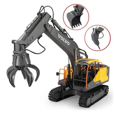 COIL Zdalnie sterowany samochód auto RC pilot VOLVO koparka żółta pojazd skala 1:16