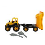 COIL Traktor z przyczepą ciągnik duży 70cm + zestaw łopatki grabki żółty COIL Traktor z przyczepą ciągnik duży 70cm + zestaw łopatki grabki żółty