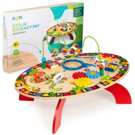 COIL Duży drewniany stolik edukacyjny sensoryczny zabawka dla dzieci 7w1
