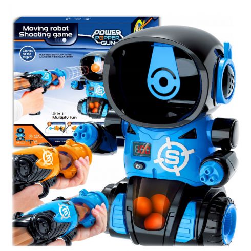COIL Gra zręcznościowa dla dzieci strzelanie do celu Robot + 2 pistolet + 24 piłki niebieski COIL Gra zręcznościowa dla dzieci strzelanie do celu Robot + 2 pistolet + 24 piłki niebieski