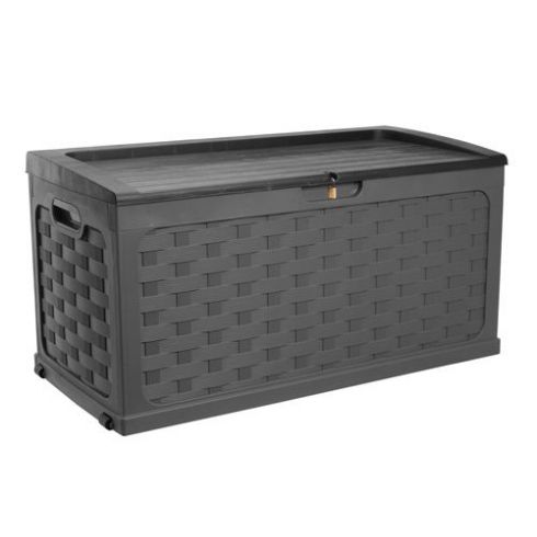 COIL Skrzynia ogrodowa z siedziskiem czarna pojemność 335l COIL Skrzynia ogrodowa z siedziskiem czarna pojemność 335l