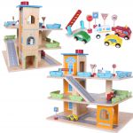 COIL Garaż parking samochodowy auta autka zestaw winda drewniany piętrowy COIL Garaż parking samochodowy auta autka zestaw winda drewniany piętrowy