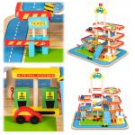 COIL Garaż parking samochodowy auta autka zestaw drewniany piętrowy z autkami helikopter COIL Garaż parking samochodowy auta autka zestaw drewniany piętrowy z autkami helikopter