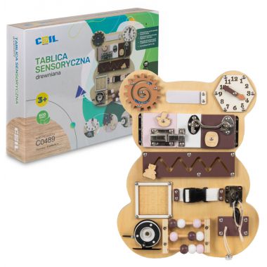 COIL Tablica Manipulacyjna Montessori Drewniana Miś