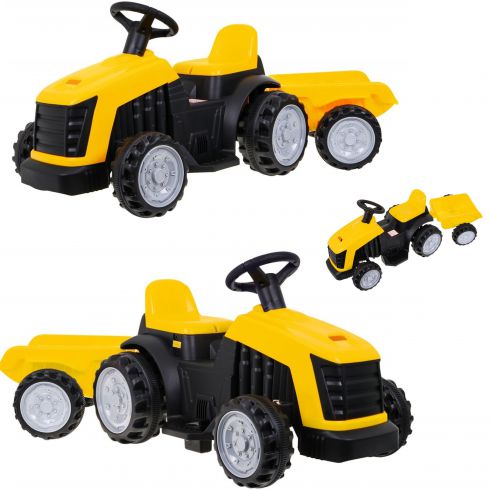 COIL Traktor na akumulator z przyczepką dla dzieci traktorek pojazd przyczepka żółty COIL Traktor na akumulator z przyczepką dla dzieci traktorek pojazd przyczepka żółty
