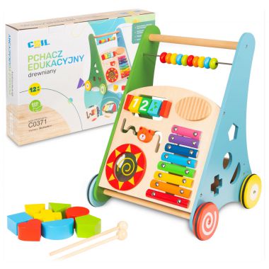 COIL Chodzik pchacz dla dzieci 3 kolory jeździk edukacyjny 2w1 drewniany