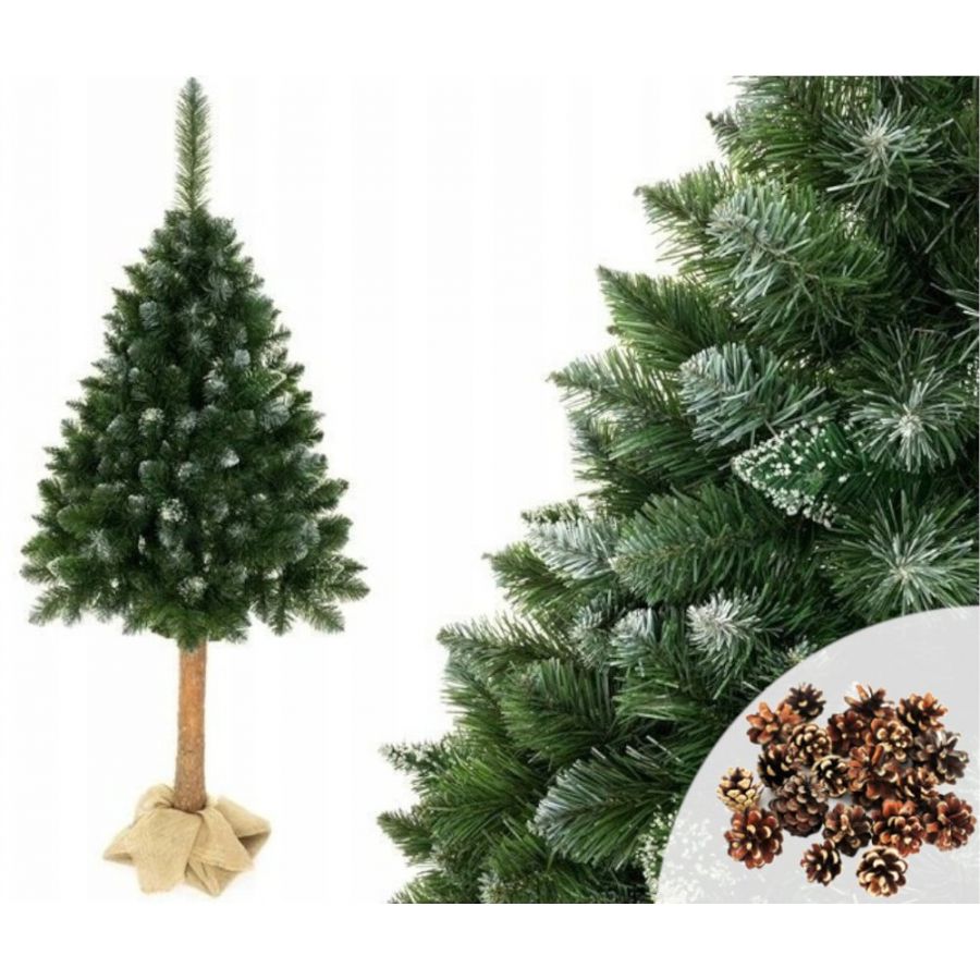 Choinka Sosna Diamentowa 3D na Pniu 180cm Śnieg Brokat