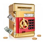 COIL Skarbonka sejf na monety banknoty bankomat pieniądze otwierana na kod pin wpłatomat złota COIL Skarbonka sejf na monety banknoty bankomat pieniądze otwierana na kod pin wpłatomat złota