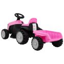 COIL Traktor na akumulator z przyczepką dla dzieci traktorek pojazd przyczepka różowy