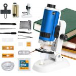 COIL Mikroskop edukacyjny dla dzieci zestaw cyfrowy światło LED przybliżenia 100-250x niebieski COIL Mikroskop edukacyjny dla dzieci zestaw cyfrowy światło LED przybliżenia 100-250x niebieski