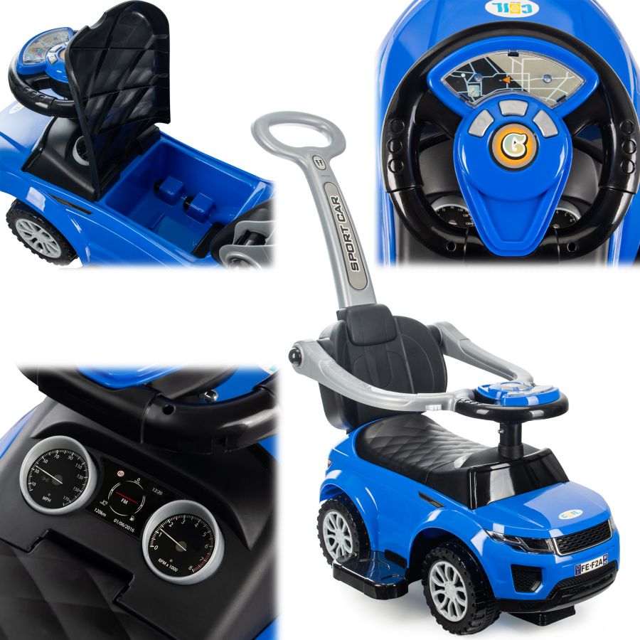 COIL Jeździk pchacz chodzi 3w1 autko dla dzieci duży samochód auto klakson muzyka niebieski