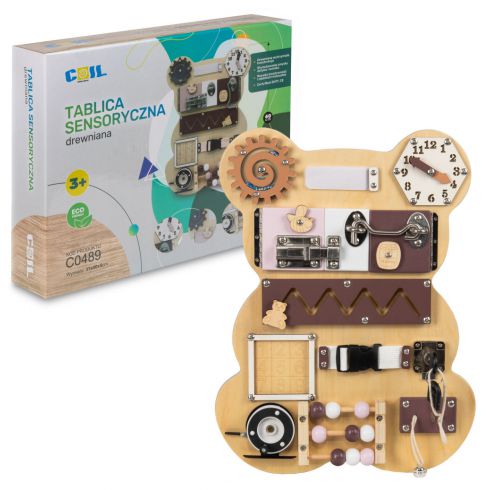 COIL Tablica Manipulacyjna Montessori Drewniana Miś COIL Tablica Manipulacyjna Montessori Drewniana Miś