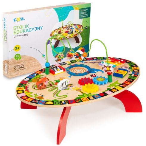 COIL Duży drewniany stolik edukacyjny sensoryczny zabawka dla dzieci 7w1
