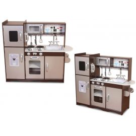 COIL Grande cuisine en bois pour enfants brun avec des ustensiles