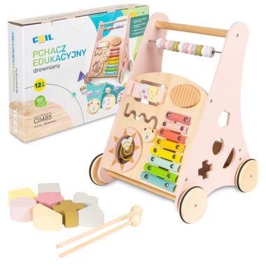 COIL Walker Interactive Pushion voor kinderen Educatief rijden 2in1 Roze Sorteerder