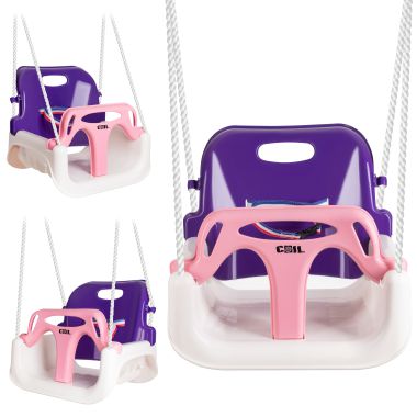 COIL Fauteuil suspendu pour enfants Swing Swing Puissant 3in1 Seau à rayures roses et blanches