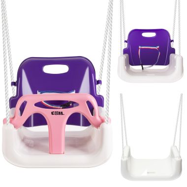 COIL Fauteuil suspendu pour enfants Swing Swing Puissant 3in1 Seau à rayures roses et blanches