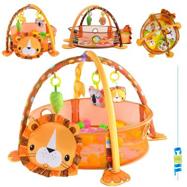 COIL Pädagogische Matte. Groß für Kinder und Babys. Sensical Playpen mit Bällen Löwen
