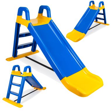 COIL Gleitrutsche GROSS für Kinder 140 cm Garten Slide Feste mit einer blaugelben Leiter
