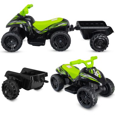 COIL Quad Mini pour les enfants Véhicule électrique batterie avec remorque vert