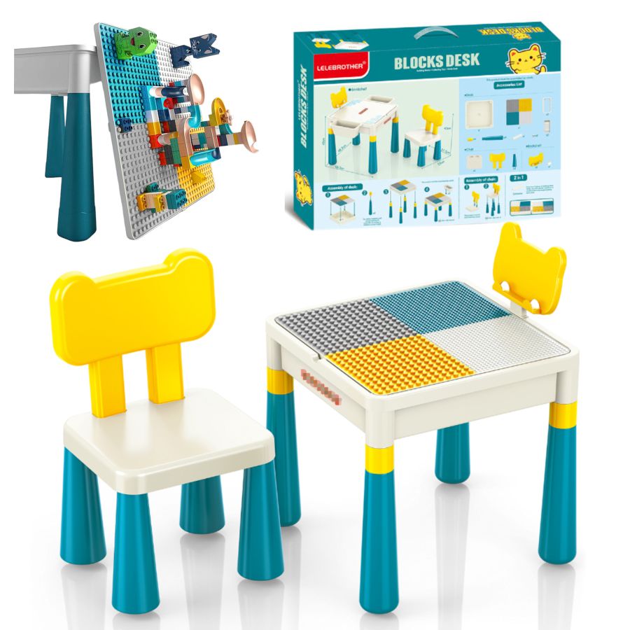 COIL Multifunctional table top for laying 2in1 blocks for children + square chair