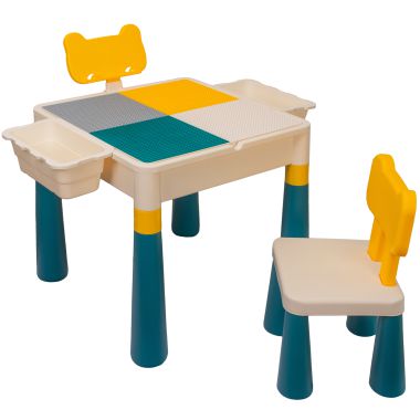 COIL Multifunctioneel tafelblad voor het leggen van 2in1 blokken voor kinderen + vierkante stoel