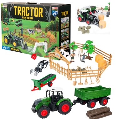 COIL Ensemble de personnages d'élevage pour enfants jouet Grande ferme + tracteur 45 éléments