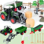 COIL Ensemble de personnages d'élevage pour enfants jouet Grande ferme + tracteur 45 éléments