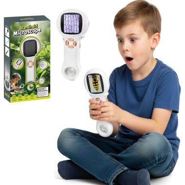 Coil Microscope for hand-held children with LED pocket backlight