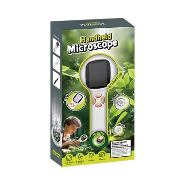 Coil Microscope for hand-held children with LED pocket backlight