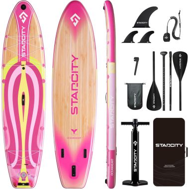 COIL SUP-Brett gepumpt zum Schwimmen Paddel-Stehintensatz 351cm Rosa