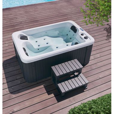 COIL Exterior spa tub for 2 people with thermal cover and stairs. 175x115cm