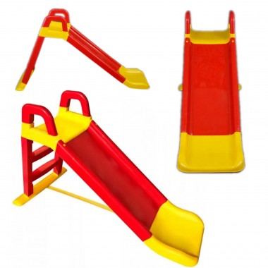 COIL Zjeżdżalnia ślizg duża dla dzieci 140 cm ogrodowa ślizgawka solidna z drabinką czerwono-żółta
